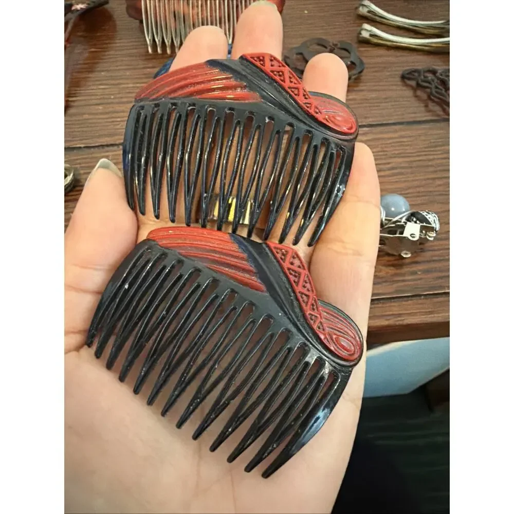 Vintage Lot Of Hair Pins Clips Berets Combs Hand Painted, Celluloid 50’s - 90’s